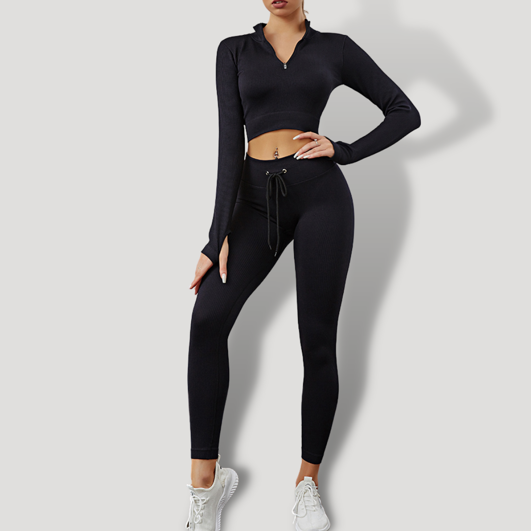 Belovecraft | Sports set. Ribbed Textured Leggings, High Impact Crop Top, Long/Short Sleeve Sports Blouse and Dry Fit Push Up Shorts.