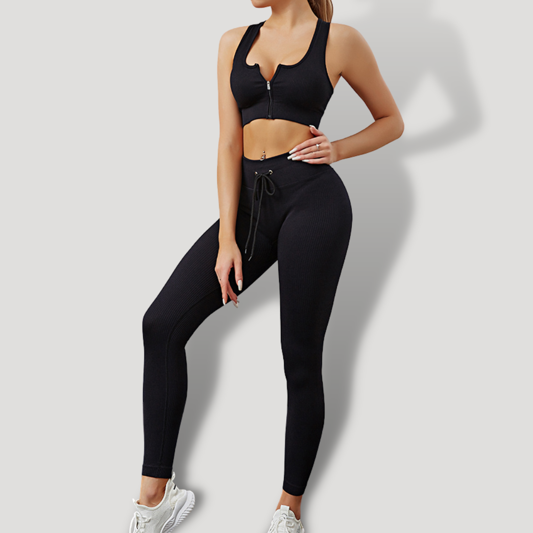 Belovecraft | Sports set. Ribbed Textured Leggings, High Impact Crop Top, Long/Short Sleeve Sports Blouse and Dry Fit Push Up Shorts.