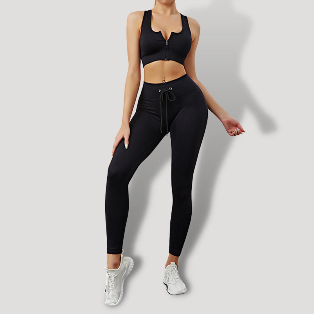 Belovecraft | Sports set. Ribbed Textured Leggings, High Impact Crop Top, Long/Short Sleeve Sports Blouse and Dry Fit Push Up Shorts.