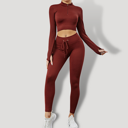 Belovecraft | Sports set. Ribbed Textured Leggings, High Impact Crop Top, Long/Short Sleeve Sports Blouse and Dry Fit Push Up Shorts.