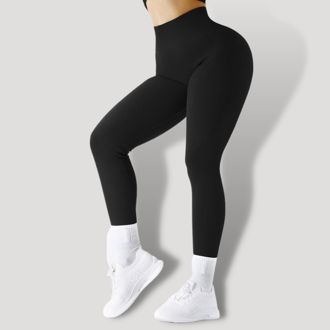 Leggings Ajustados con Efecto Push Up Acanalado para Mujeres - BELOVECRAFT