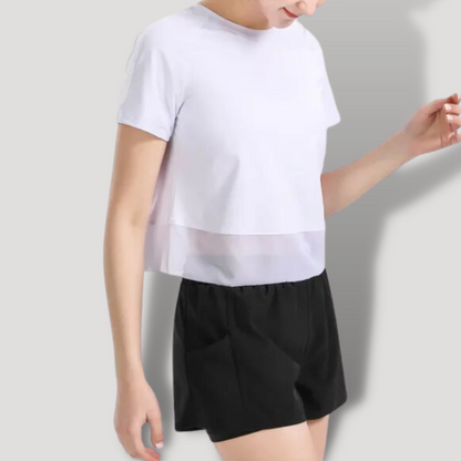 Belovecraft | Short Sleeve Mesh Finish Blouse