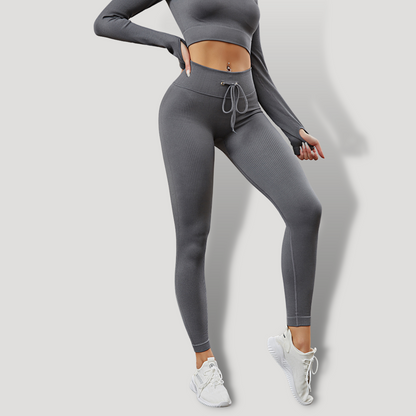 Belovecraft | Sports set. Ribbed Textured Leggings, High Impact Crop Top, Long/Short Sleeve Sports Blouse and Dry Fit Push Up Shorts.