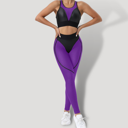 Conjunto de ropa deportiva para mujer: traje de malla sexy para entrenamiento, con transparencias y tela lycra. - BELOVECRAFT
