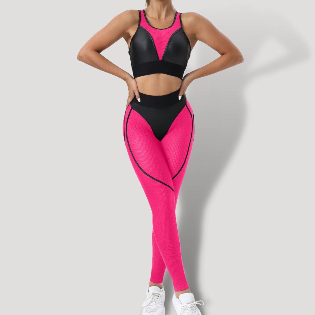 Conjunto de ropa deportiva para mujer: traje de malla sexy para entrenamiento, con transparencias y tela lycra. - BELOVECRAFT